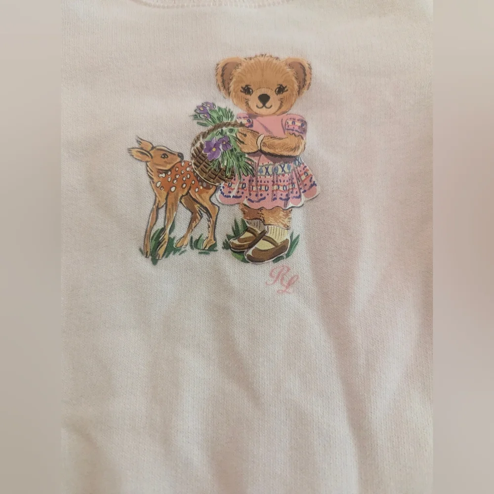 Ralph Lauren Bear Infant Snap Romper in Light Pink